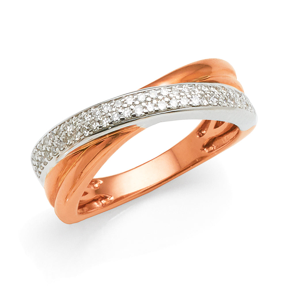 9ct Rose Gold Diamond Crossover Ring TDW 0.25CT