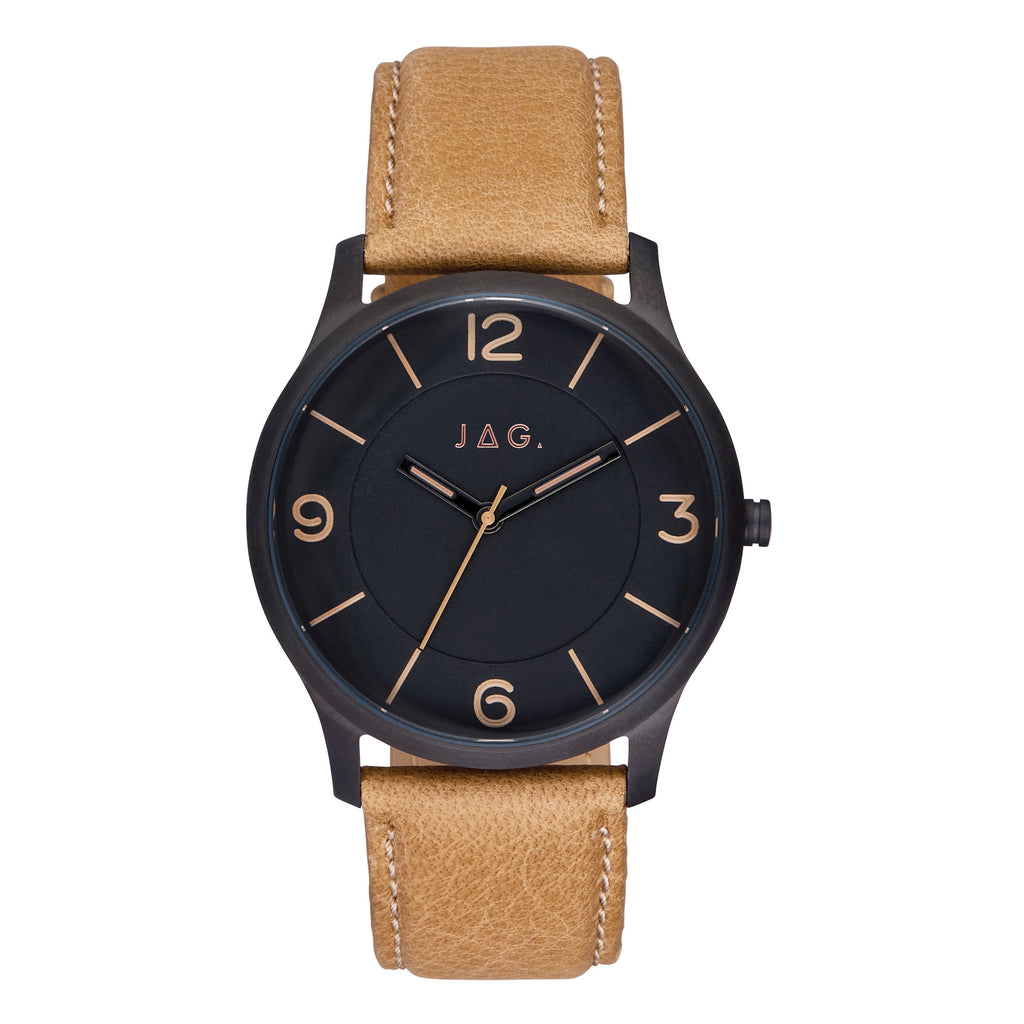 Jag 'Isaac' Brown Leather Strap Watch J2409