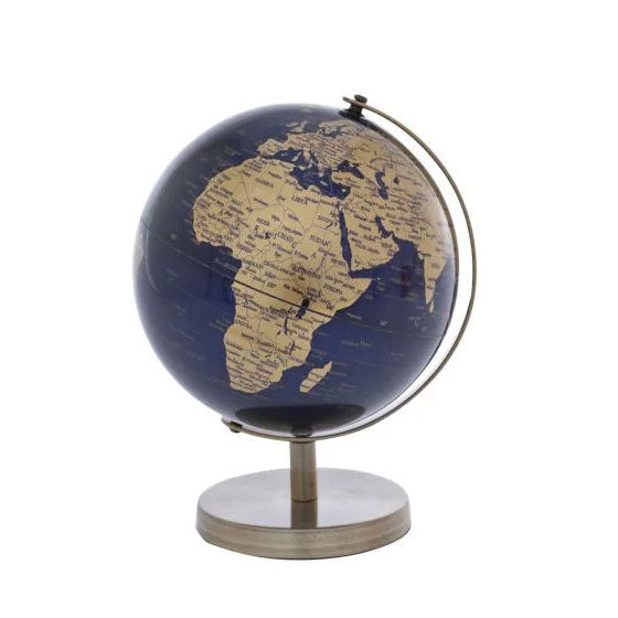 Navy Blue & Gold Rotating World Globe