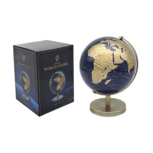 Navy Blue & Gold Rotating World Globe