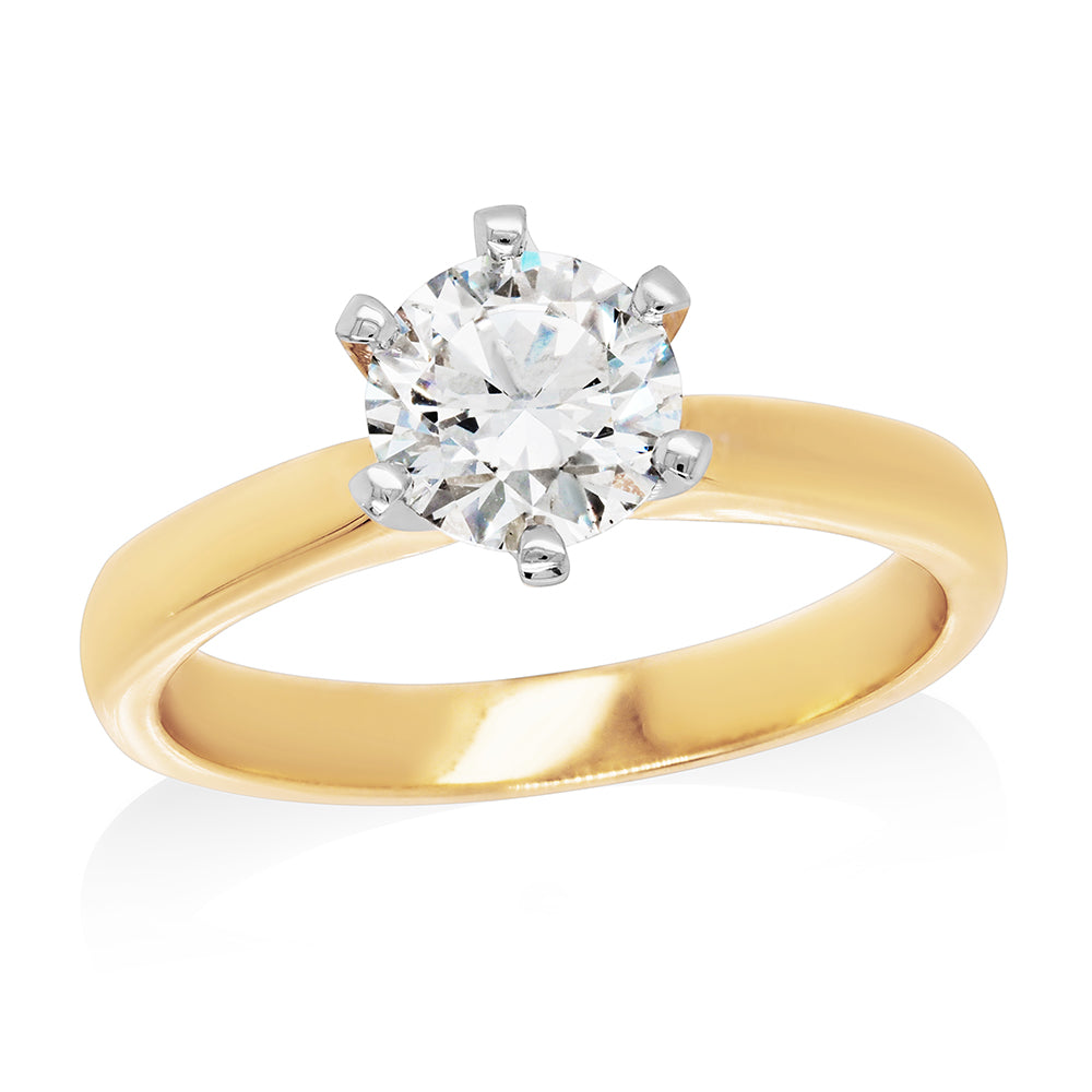 18ct Yellow Gold 1CT Lab-Created Diamond Solitaire Engagemen