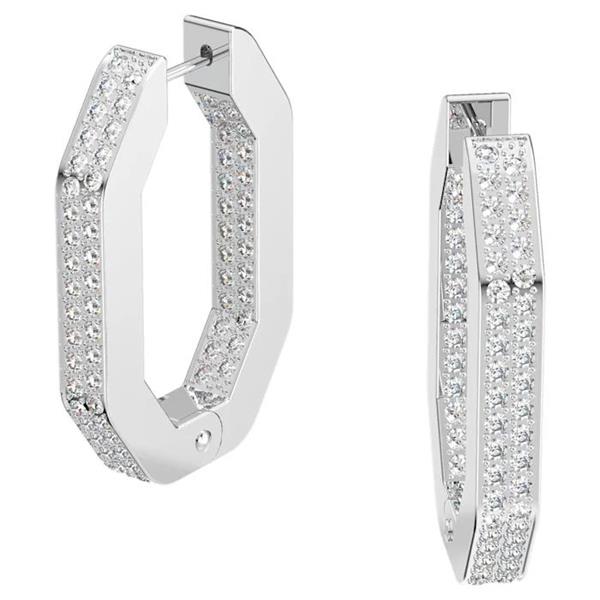 Swarovski 'Dextera' Medium Octagon Rhodium Plated Hoops 5618