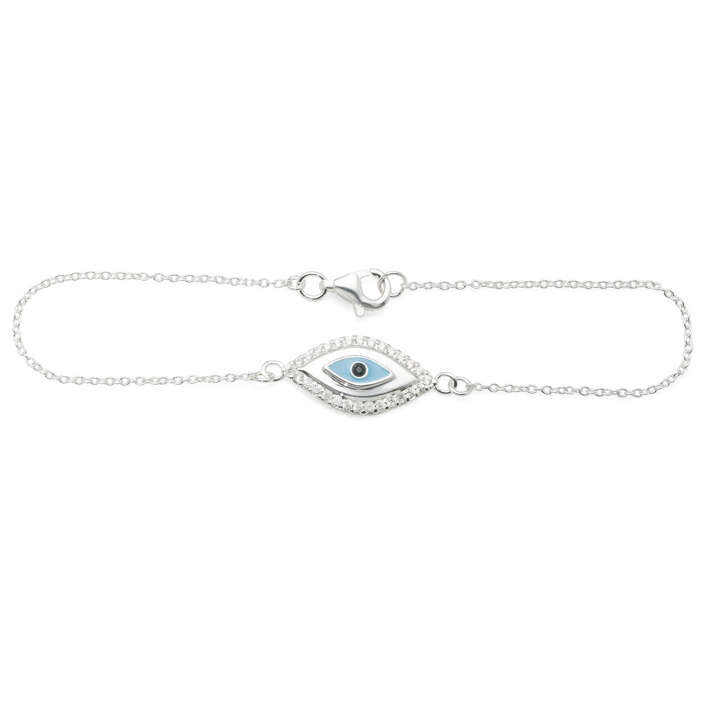 Sterling Silver Cubic Zirconia Evil Eye Bracelet