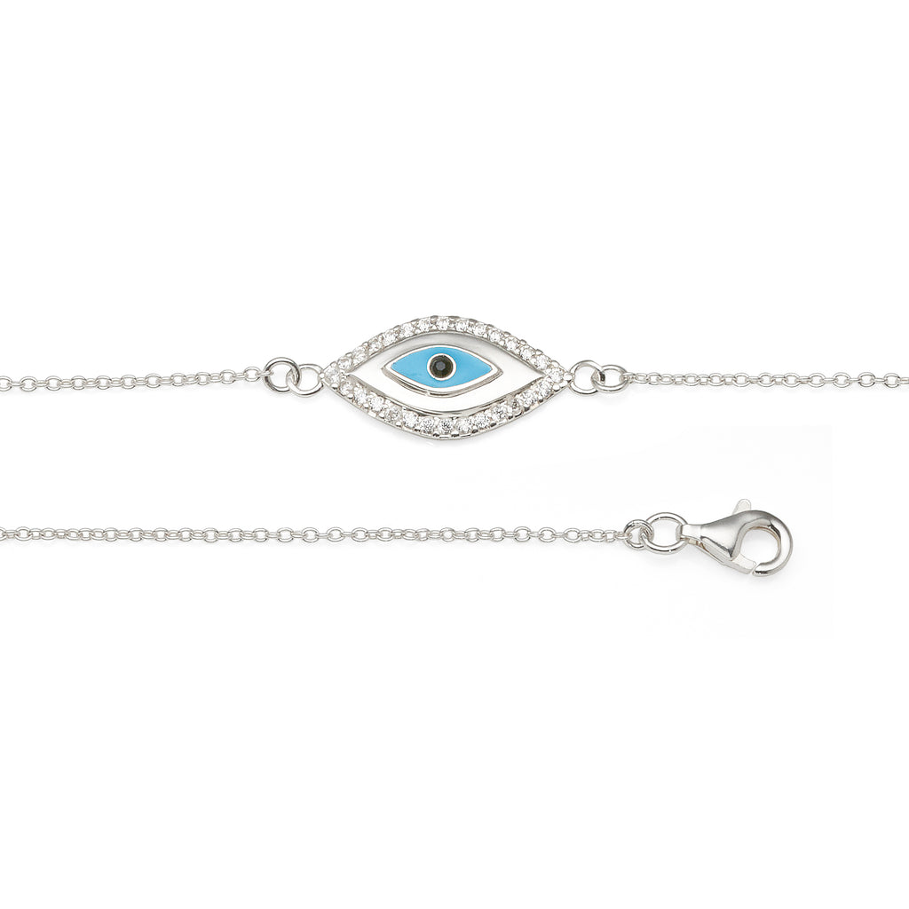 Sterling Silver Cubic Zirconia Evil Eye Bracelet