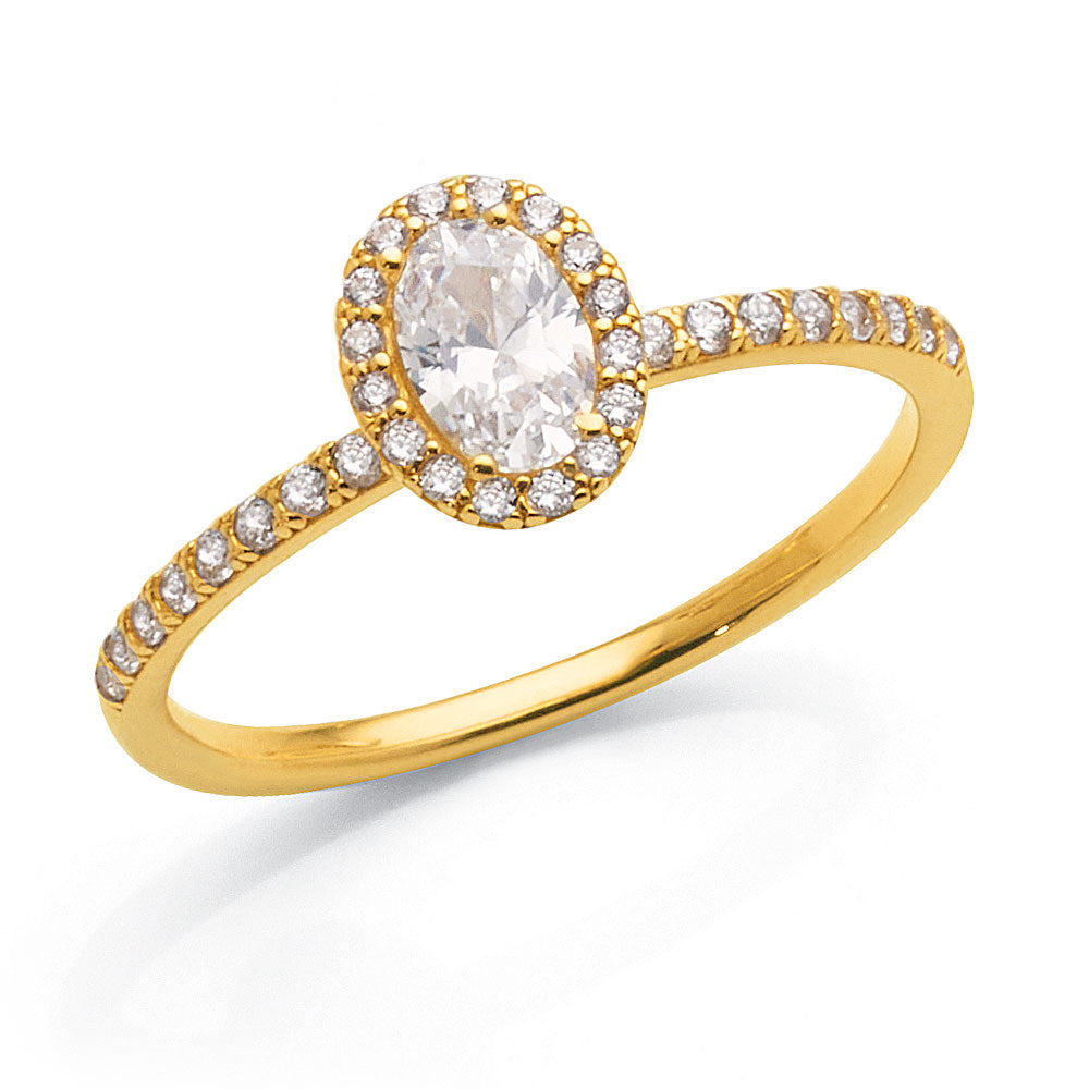 9ct Yellow Gold Oval Cubic Zirconia Dress Ring