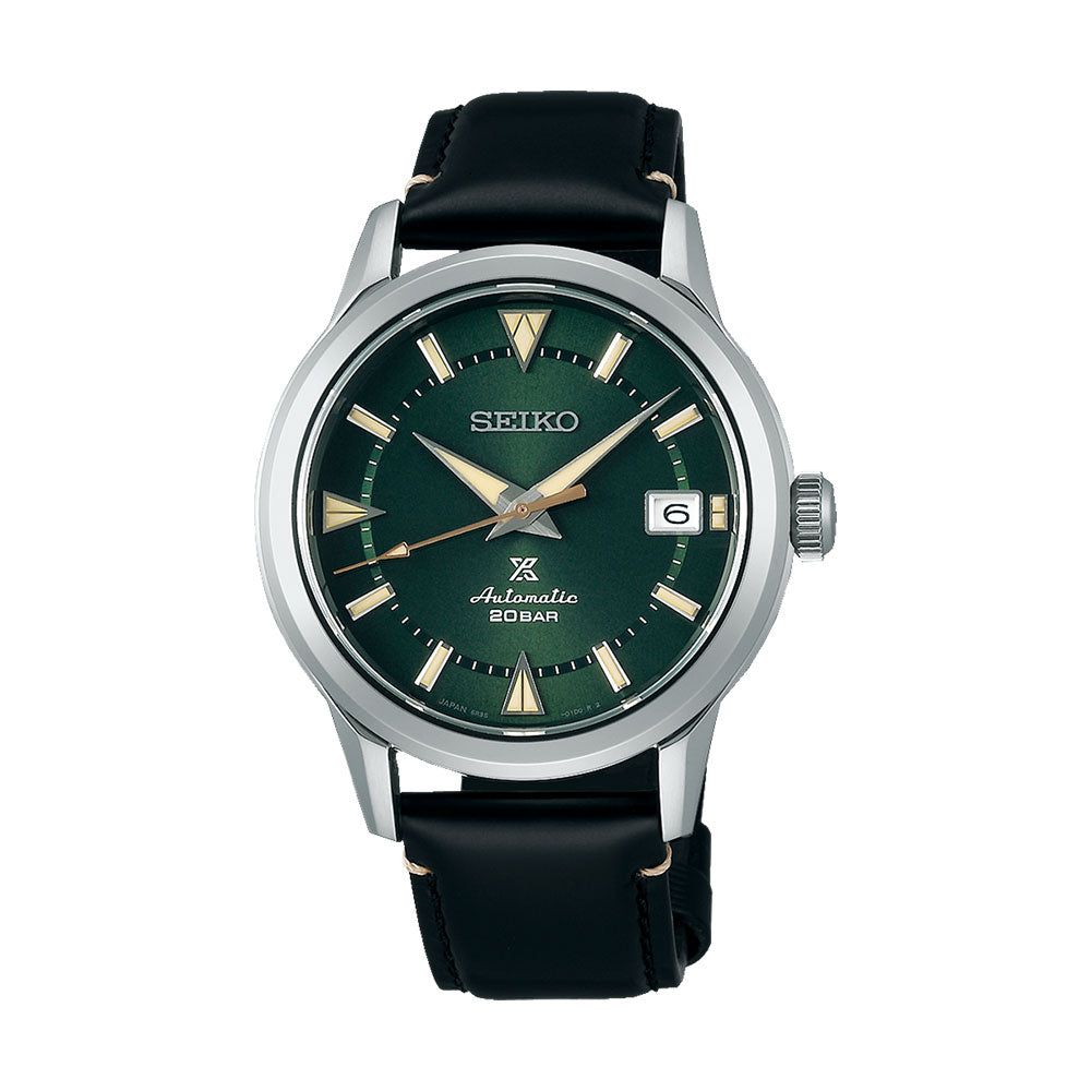 Seiko Prospex Automatic Black Leather Green Dial Watch SPB24