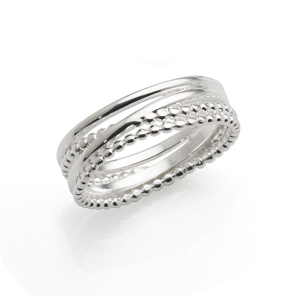 Sterling Silver Rope Crossover Ring