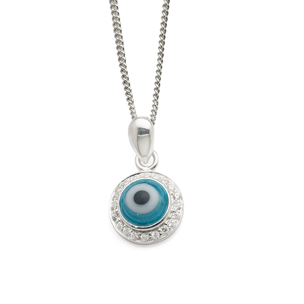 Sterling Silver Cubic Zirconia Evil Eye Pendant