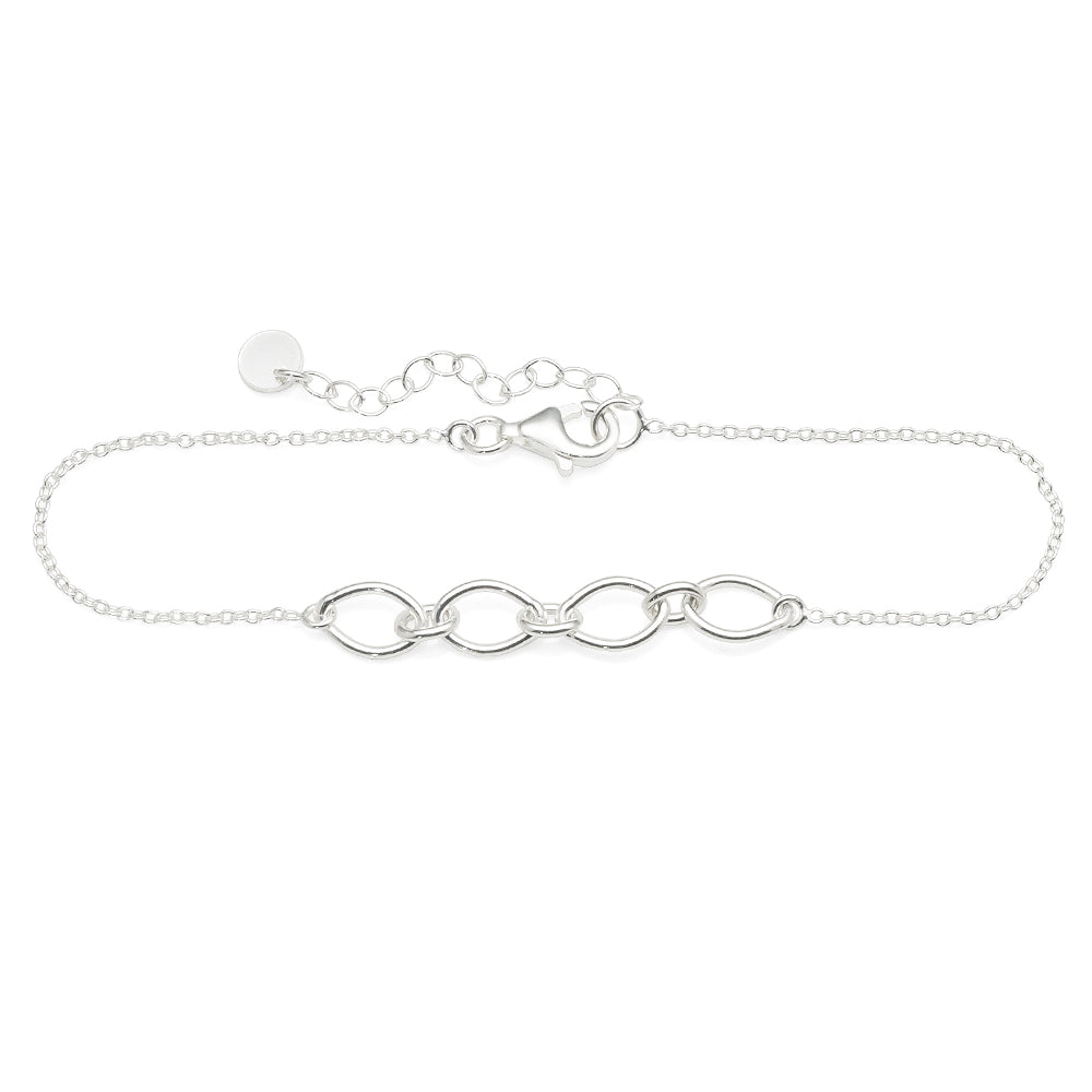 Sterling Silver Open Oval Link Fine Trace Chain Bracelet