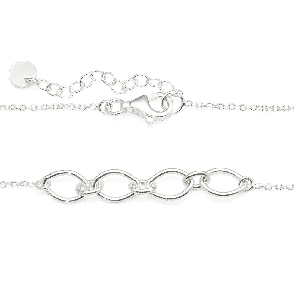 Sterling Silver Open Oval Link Fine Trace Chain Bracelet