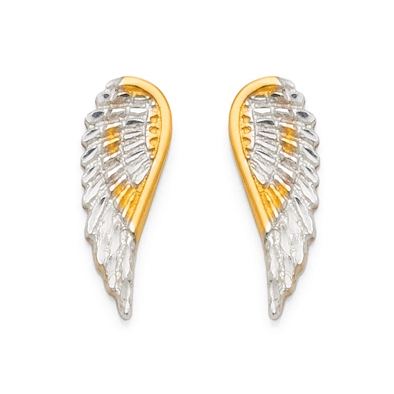 9ct 2-Tone Gold Angel Wing Studs