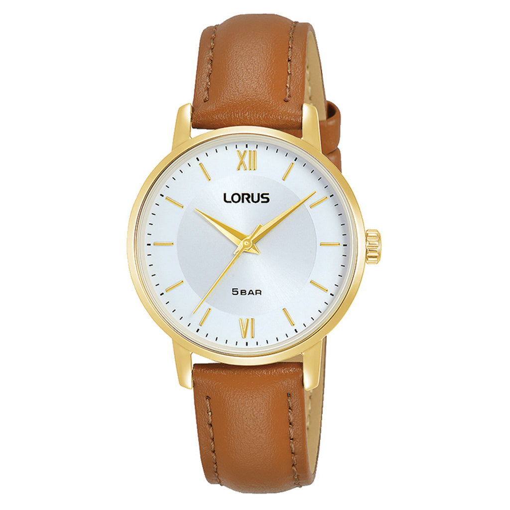 Lorus Analogue Brown Leather Strap Watch RG282TX-9