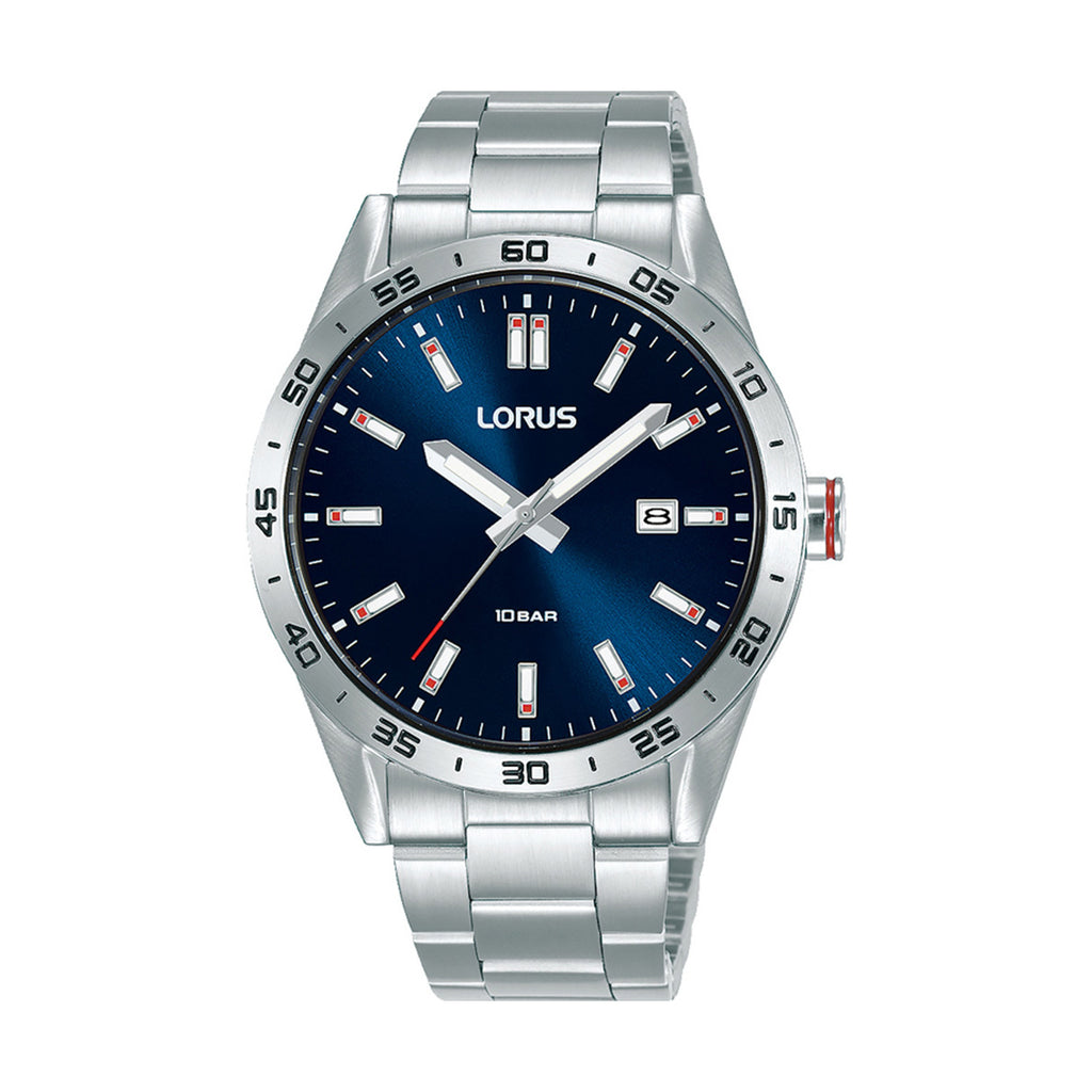 Lorus Stainless Steel Navy Dial With Red Accent Watch RH961N