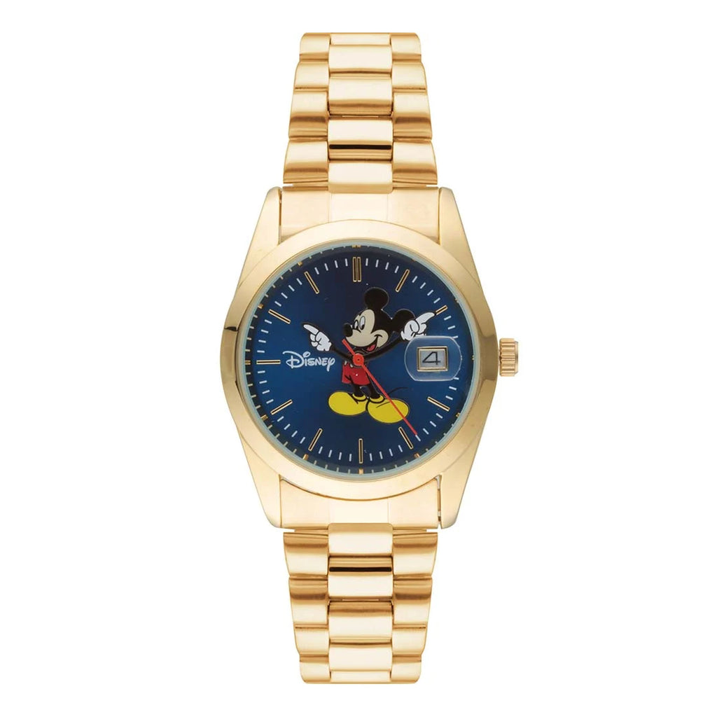 Disney Mickey Mouse Gold-Tone 35mm Watch With Blue Dial TA45