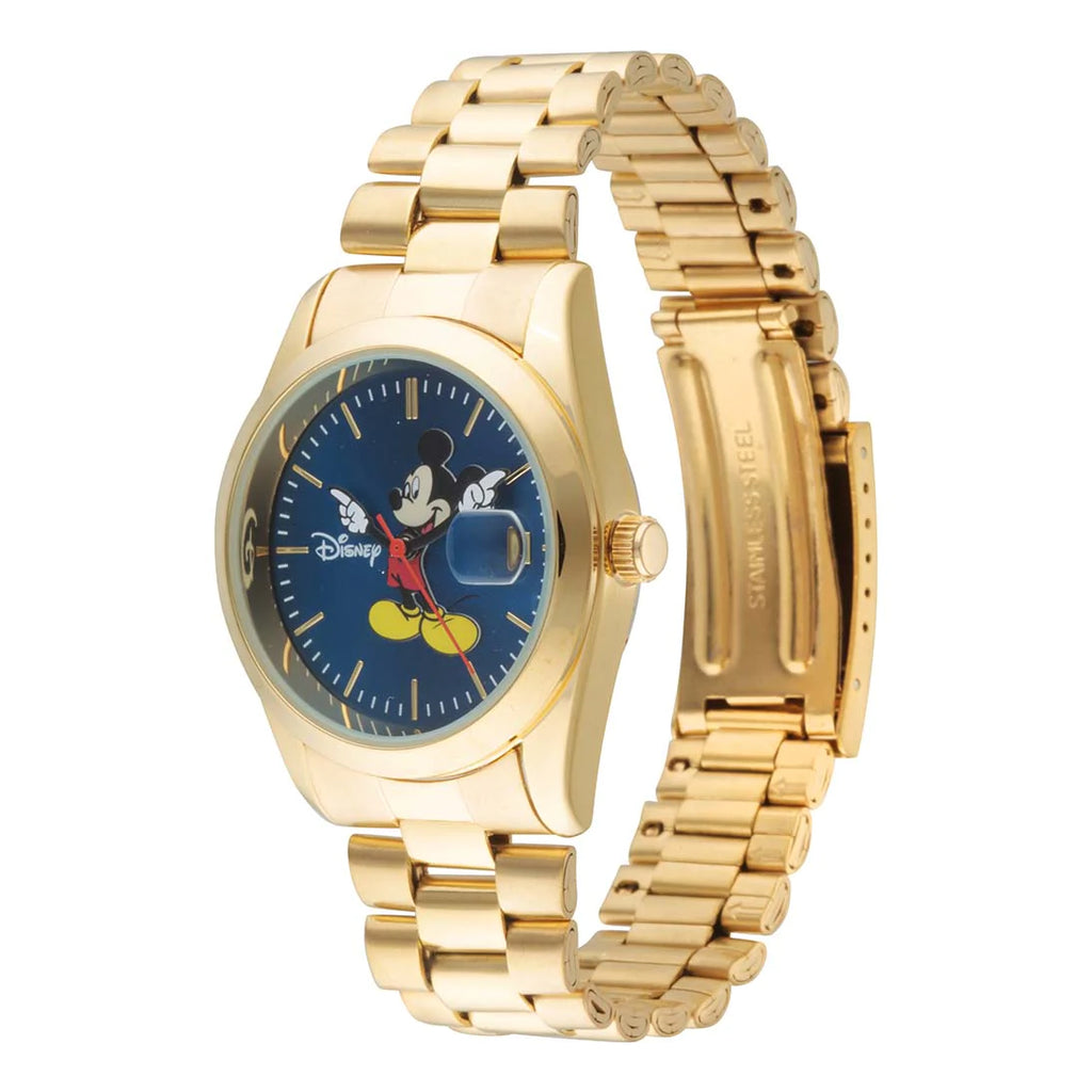 Disney Mickey Mouse Gold-Tone 35mm Watch With Blue Dial TA45