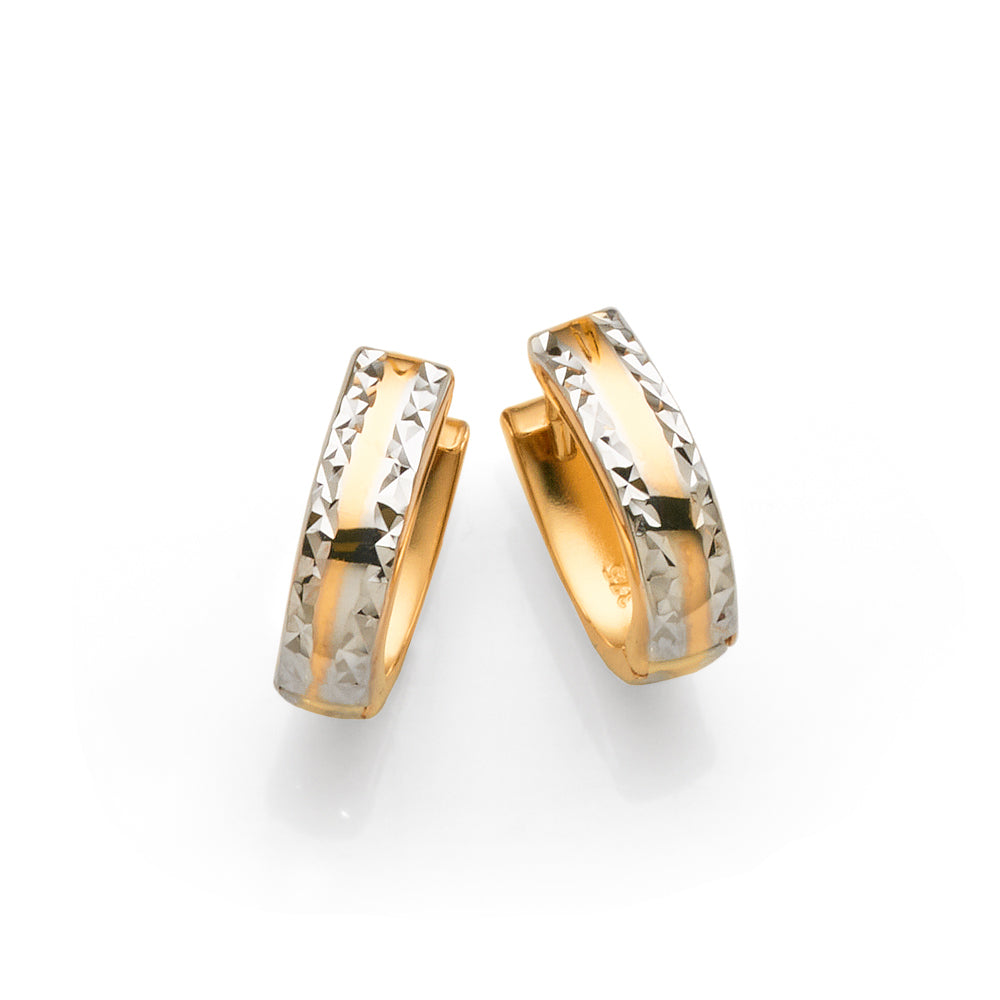 9ct 2-Tone Gold 8mm Huggie Earrings