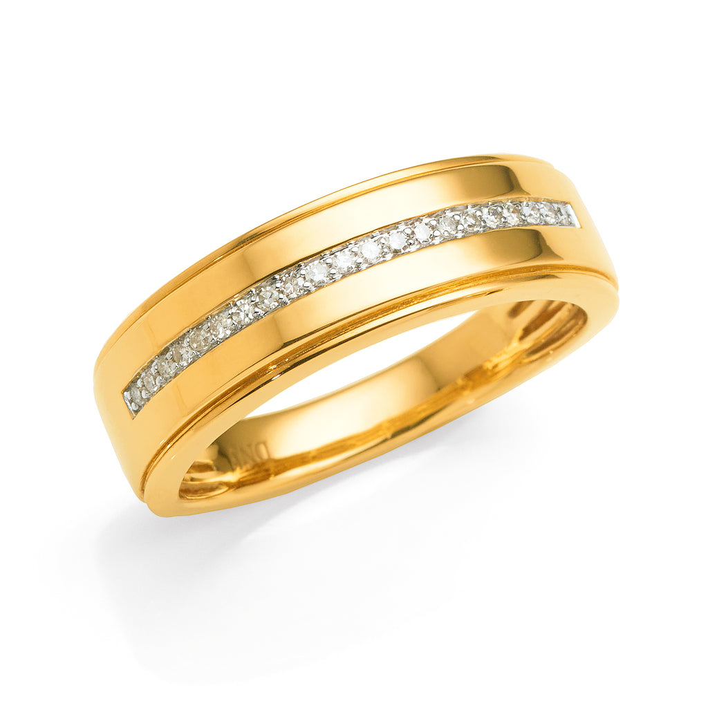 9ct Yellow Gold Grain Set Diamond Row Ring TDW 0.15CT