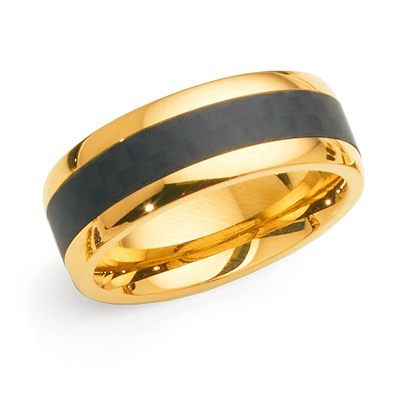 Cudworth Gold Tone Stainless Steel Black Carbon Ring 641-88G