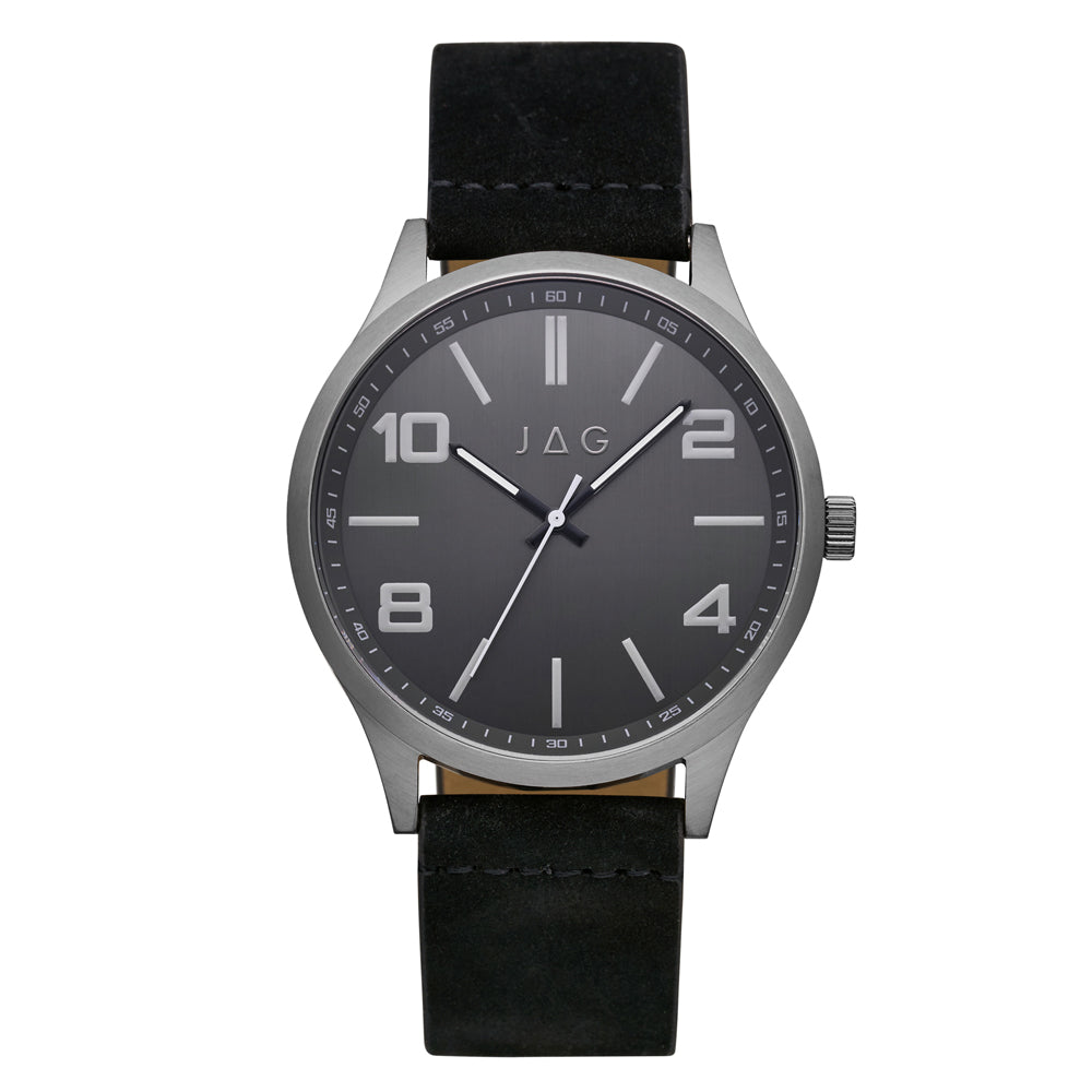 Jag 'Mitchell' Black Leather & Grey Watch J2499