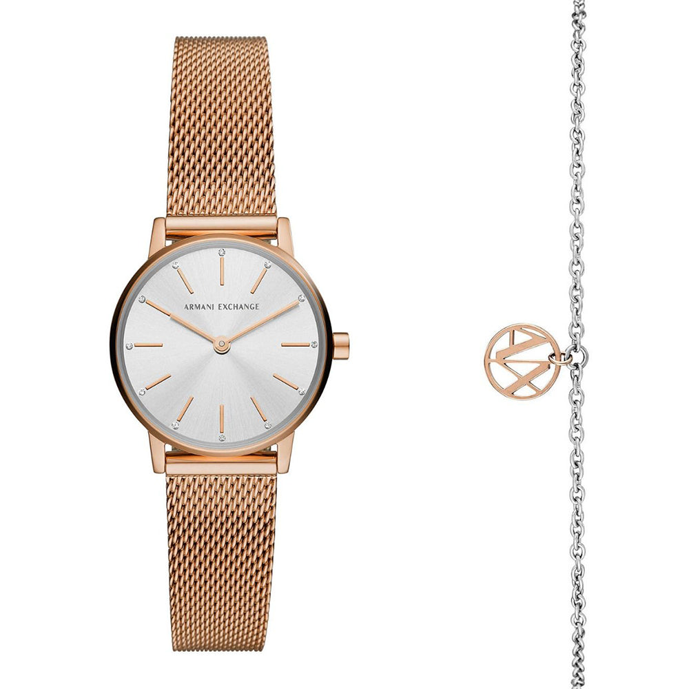 Armani Exchange 'Lola' Rose Tone Watch & Bracelet Gift Set A