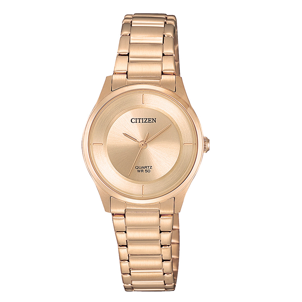 Citizen Rose Gold Tone Bracelet Dress Watch ER0205-80X