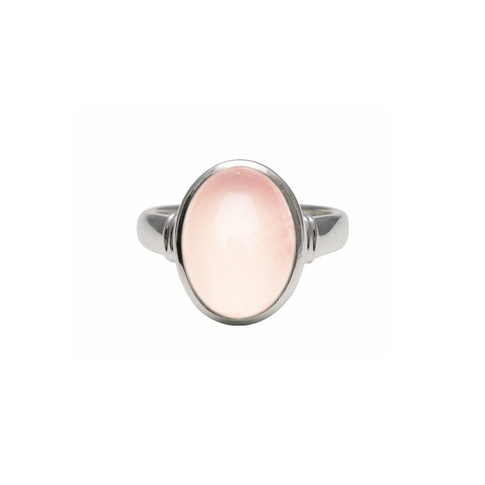 Von Treskow Sterling Silver 14x10mm Oval Rose Quartz Ring RQ