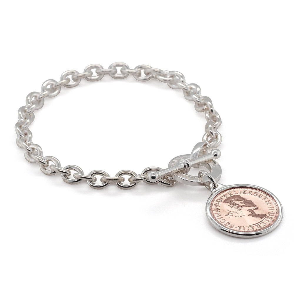 Von Treskow Sterling Silver 2-Tone Sixpence Belcher Bracelet