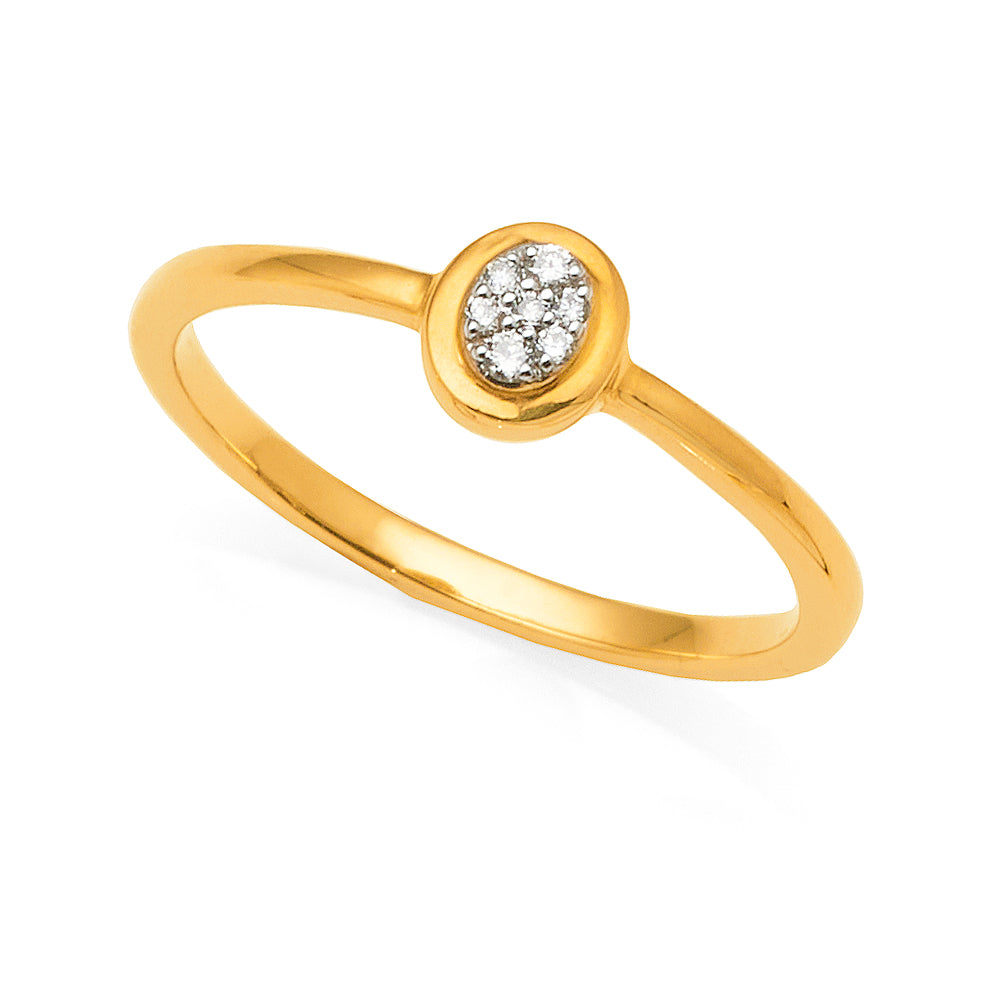 9ct Yellow Gold Diamond Round Pave Set Ring