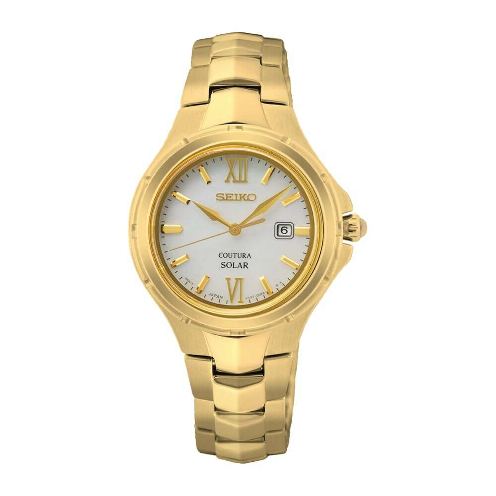 Seiko Coutura Solar Gold Tone Analogue Dress Watch SUT432P