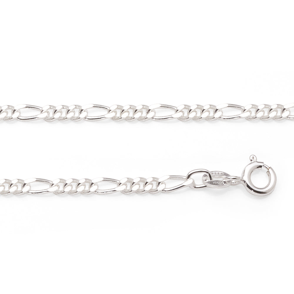 Sterling Silver 3+1 Figaro Link 19cm Bracelet