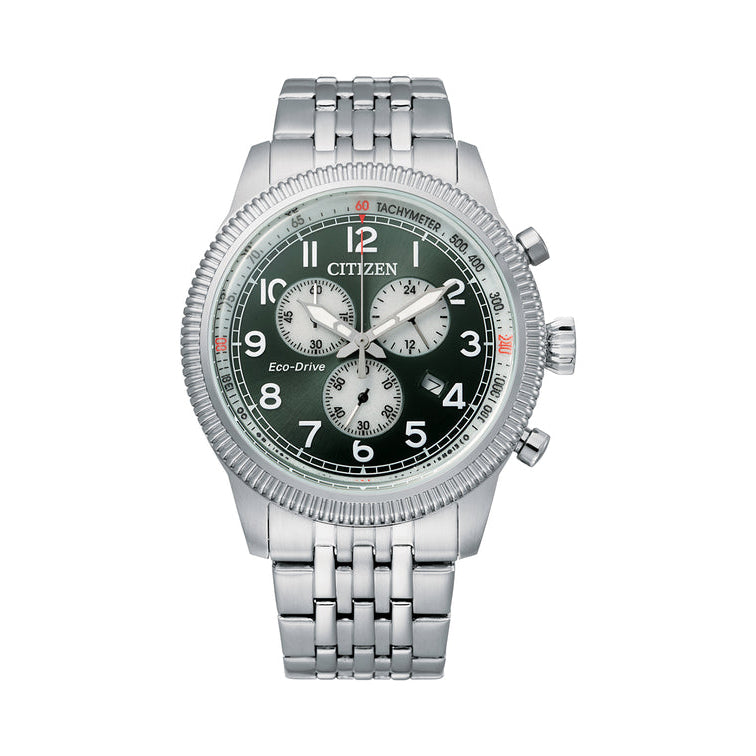 Citizen Eco-Drive Chronograph Green Dial Watch AT2460-89X