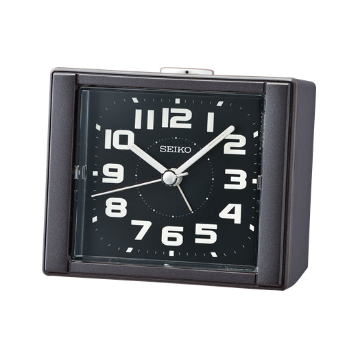 Seiko Black Square Bedside Alarm Clock QHE189-K