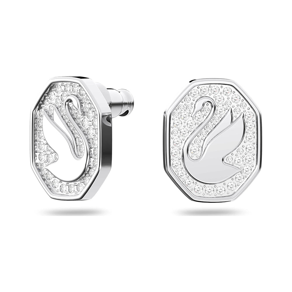 Swarovski Signum Rhodium Plated Swan Stud Earrings 5621097