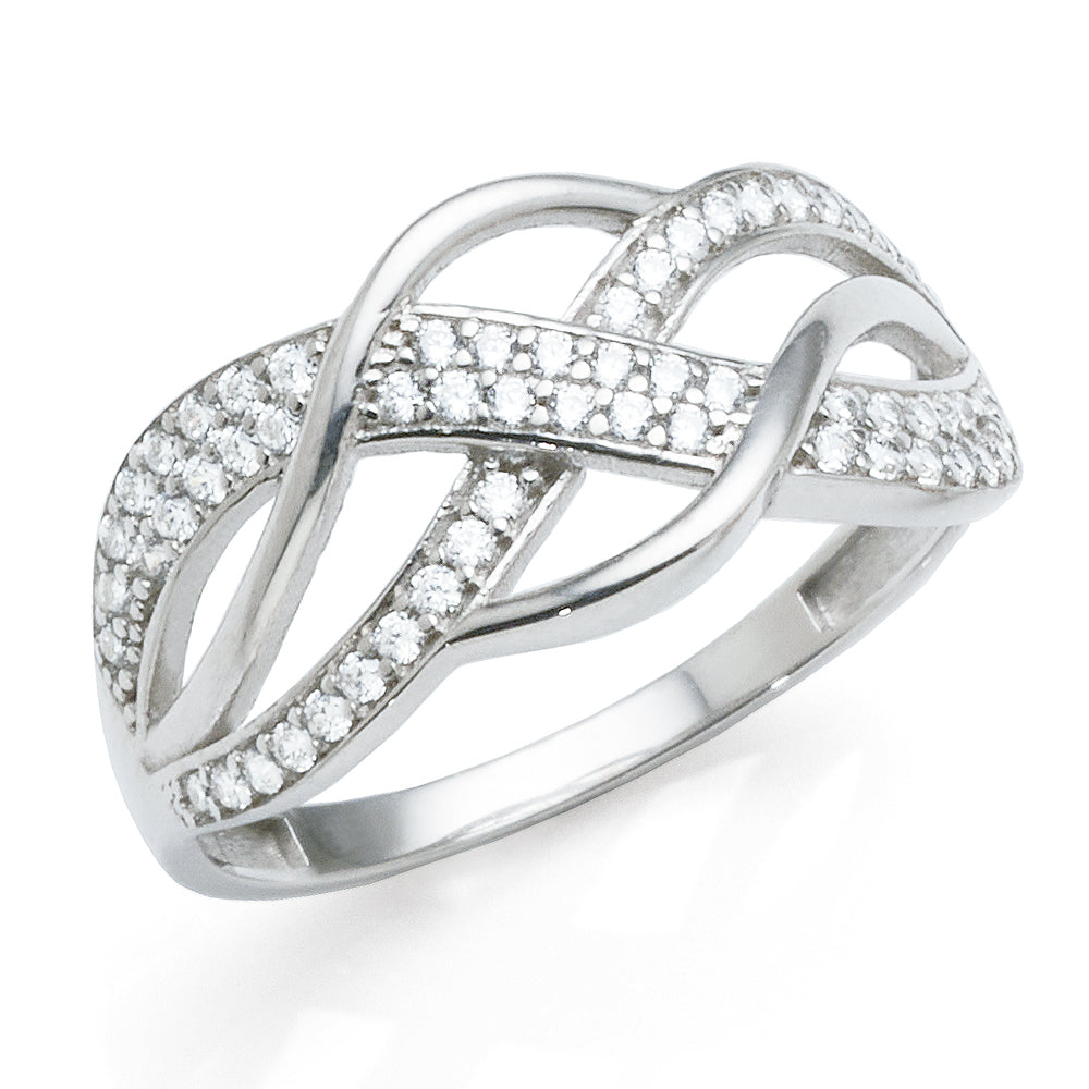 9ct White Gold Cubic Zirconia Open Infinity Dress Ring