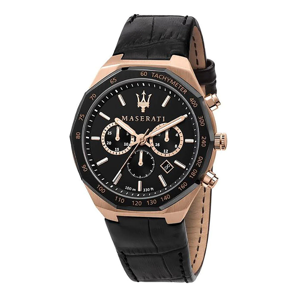Maserati 'Stile' Chronograph Rose Tone Leather Watch  R88716