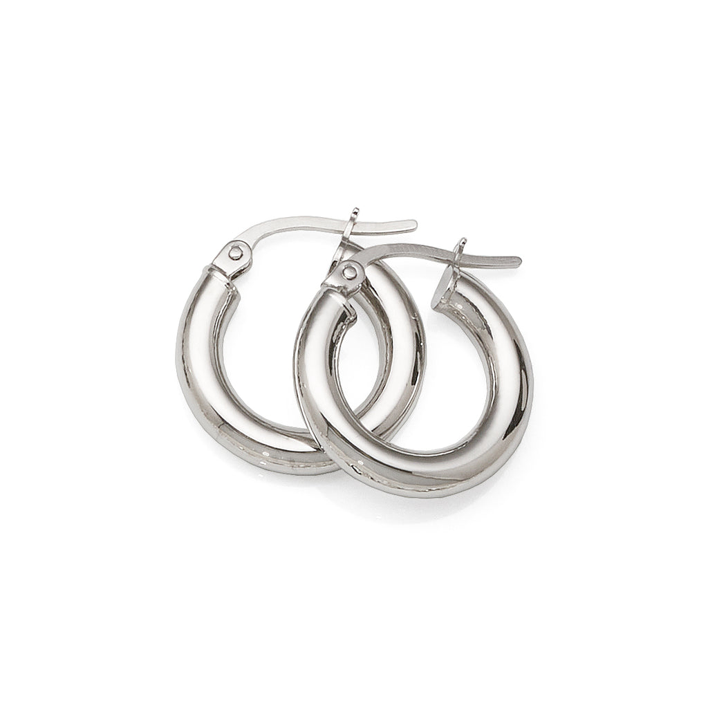 9ct White Gold 10mm Tube Hoops