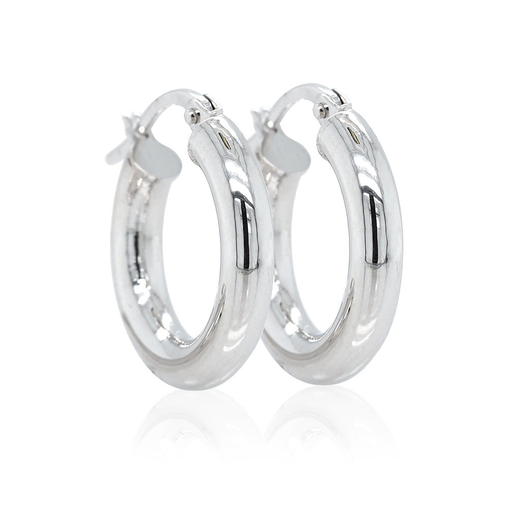 9ct White Gold 10mm Tube Hoops