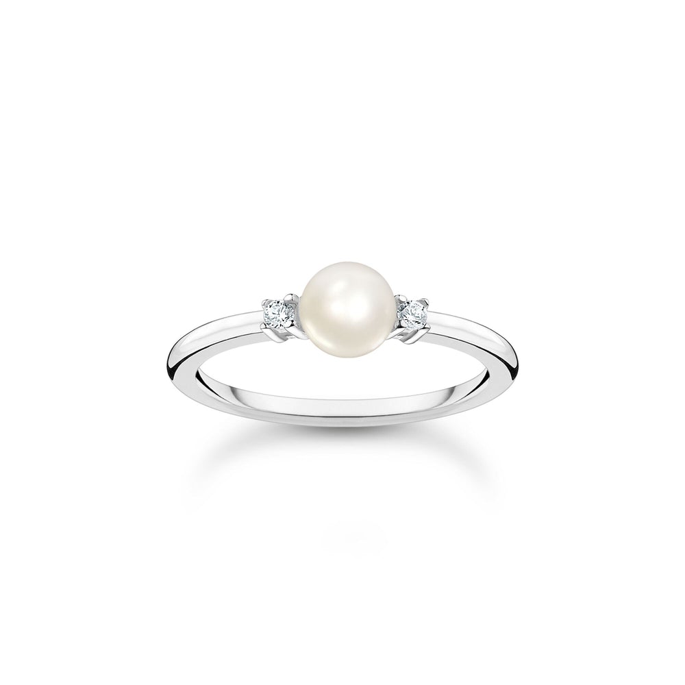 Thomas Sabo Sterling Silver Pearl & Cubic Zirconia Ring TR23