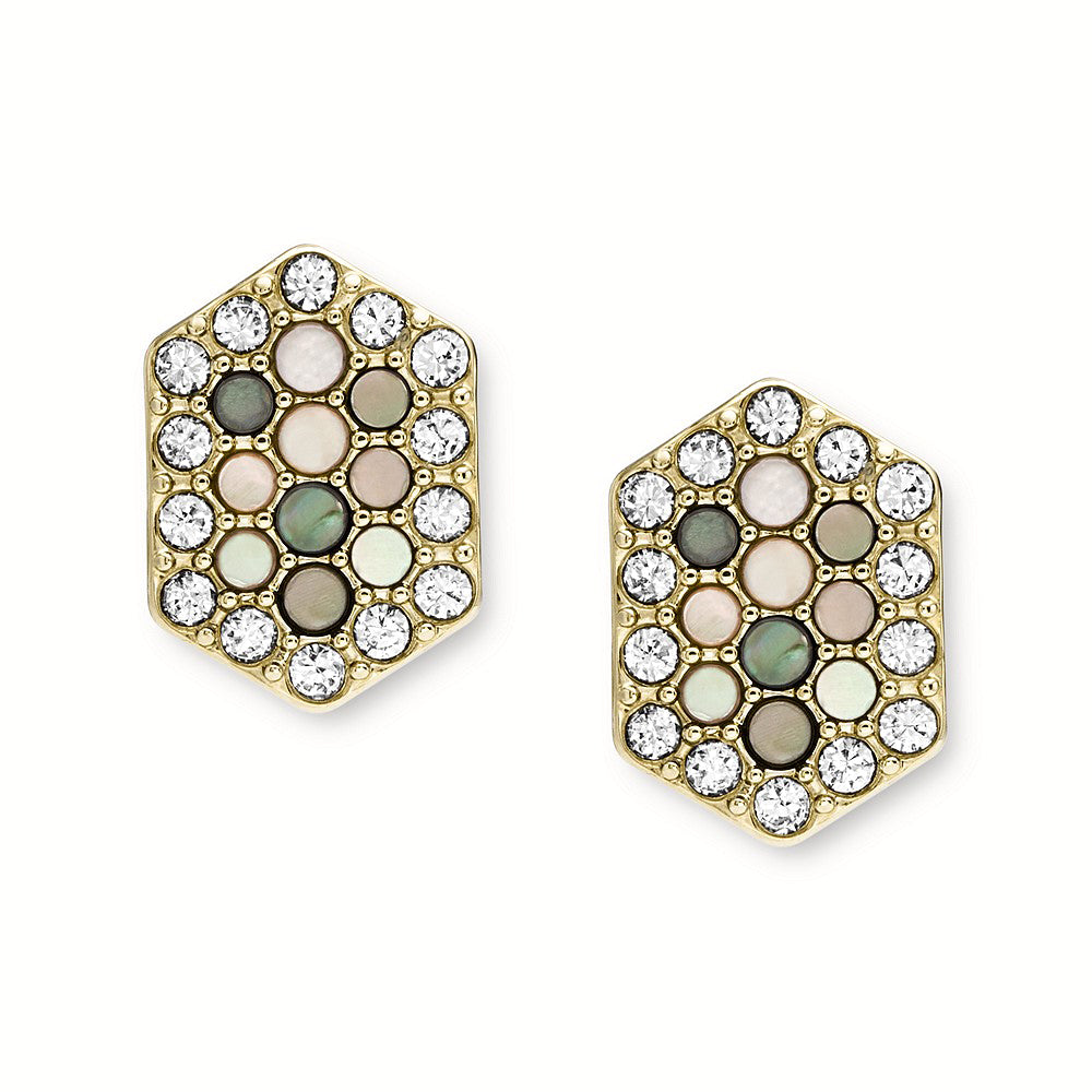 Fossil 'Val' Holiday Sparkles Black Mother-of-Pearl Studs JF