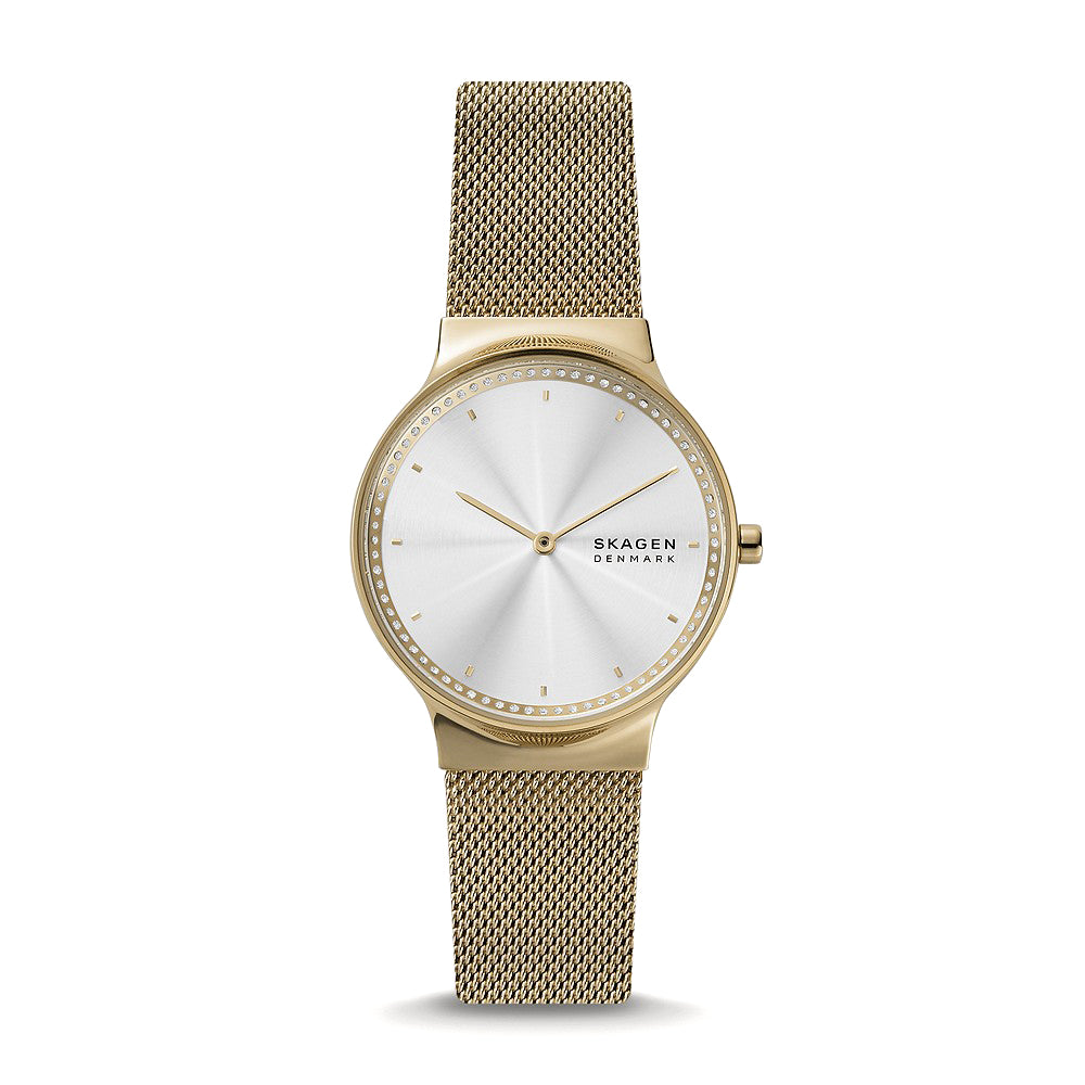 Skagen 'Freja' Gold Tone Mesh Strap Watch & Bracelet Set SKW