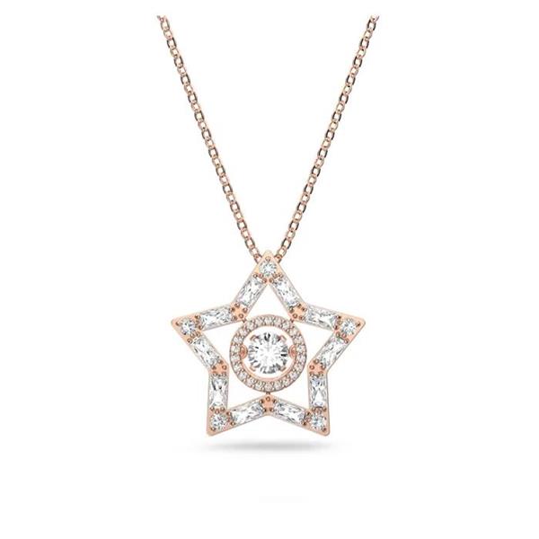 Swarovski 'Stella' Rose Tone White Crystal Set Star Pendant