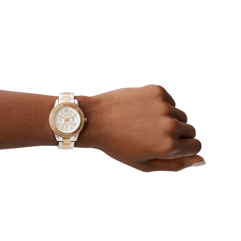 Fossil 'Stella' Multi-Function 2-Tone Crystal Dress Watch ES