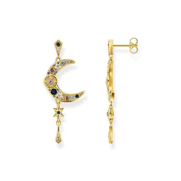 Thomas Sabo 'Royalty Moon' Gold Tone Coloured Stone Drop Stu