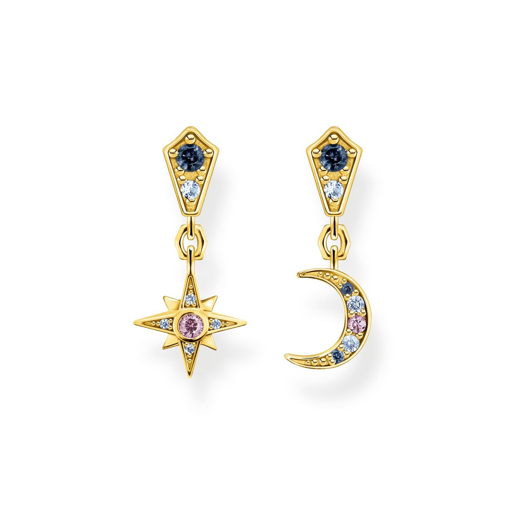 Thomas Sabo 'Royalty' Crescent Moon & Star Gold Tone Earring