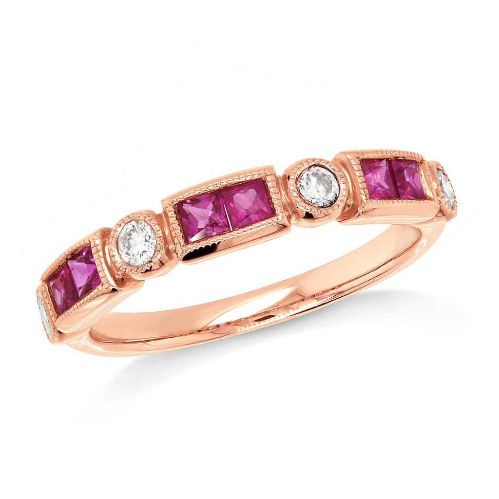 18ct Rose Gold Natural Ruby & Diamond TDW 0.18CT