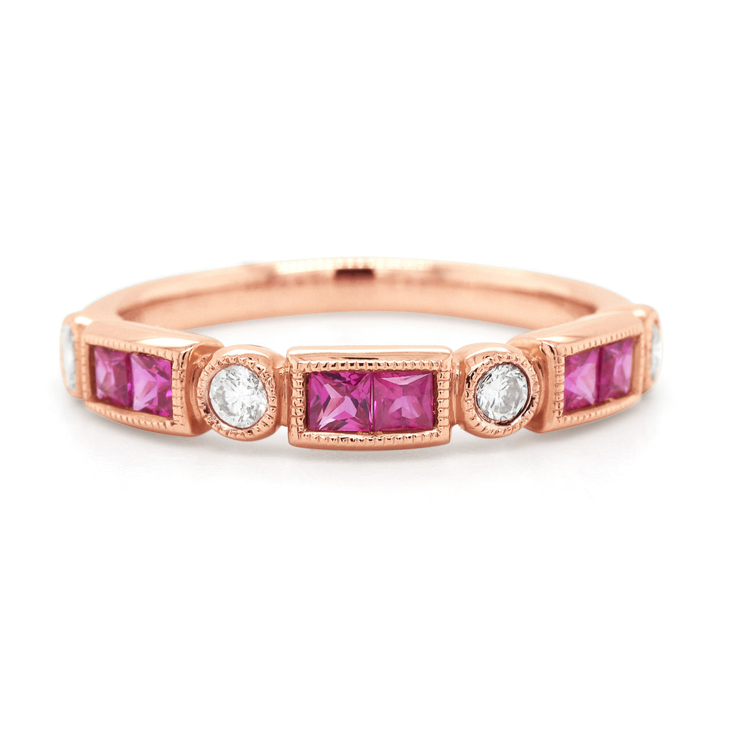 18ct Rose Gold Natural Ruby & Diamond TDW 0.18CT