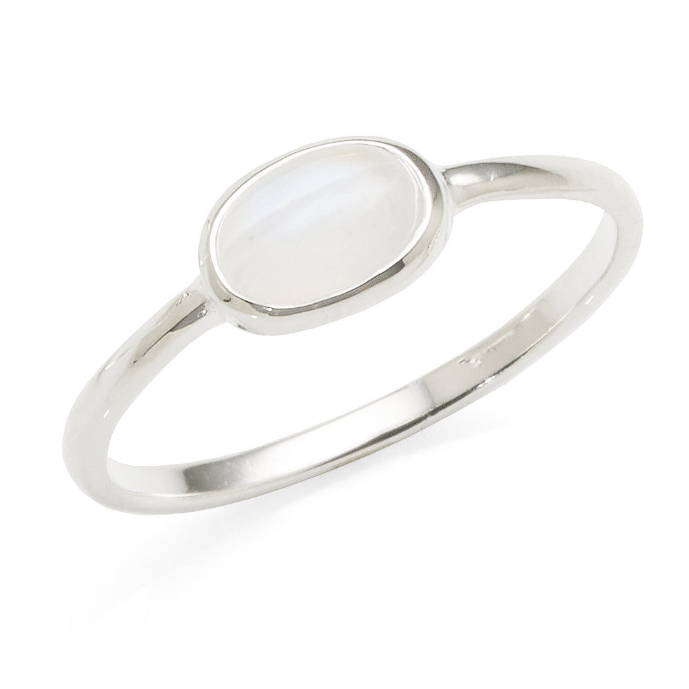 Sterling Silver 7x5mm Oval Moonstone Ring