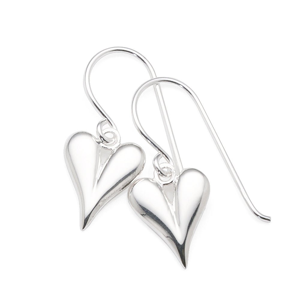 Sterling Silver 12mm Heart Hook Earrings