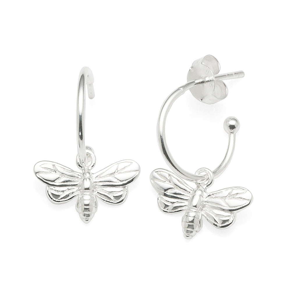 Sterling Silver Dragonfly 10mm 3/4 Hoops