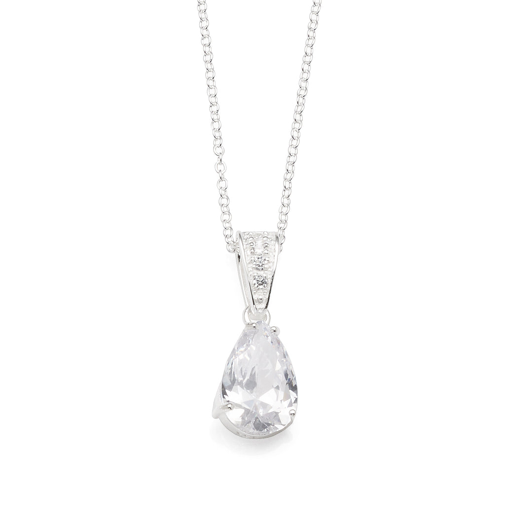 Sterling Silver Pear Shaped Cubic Zirconia Pendant